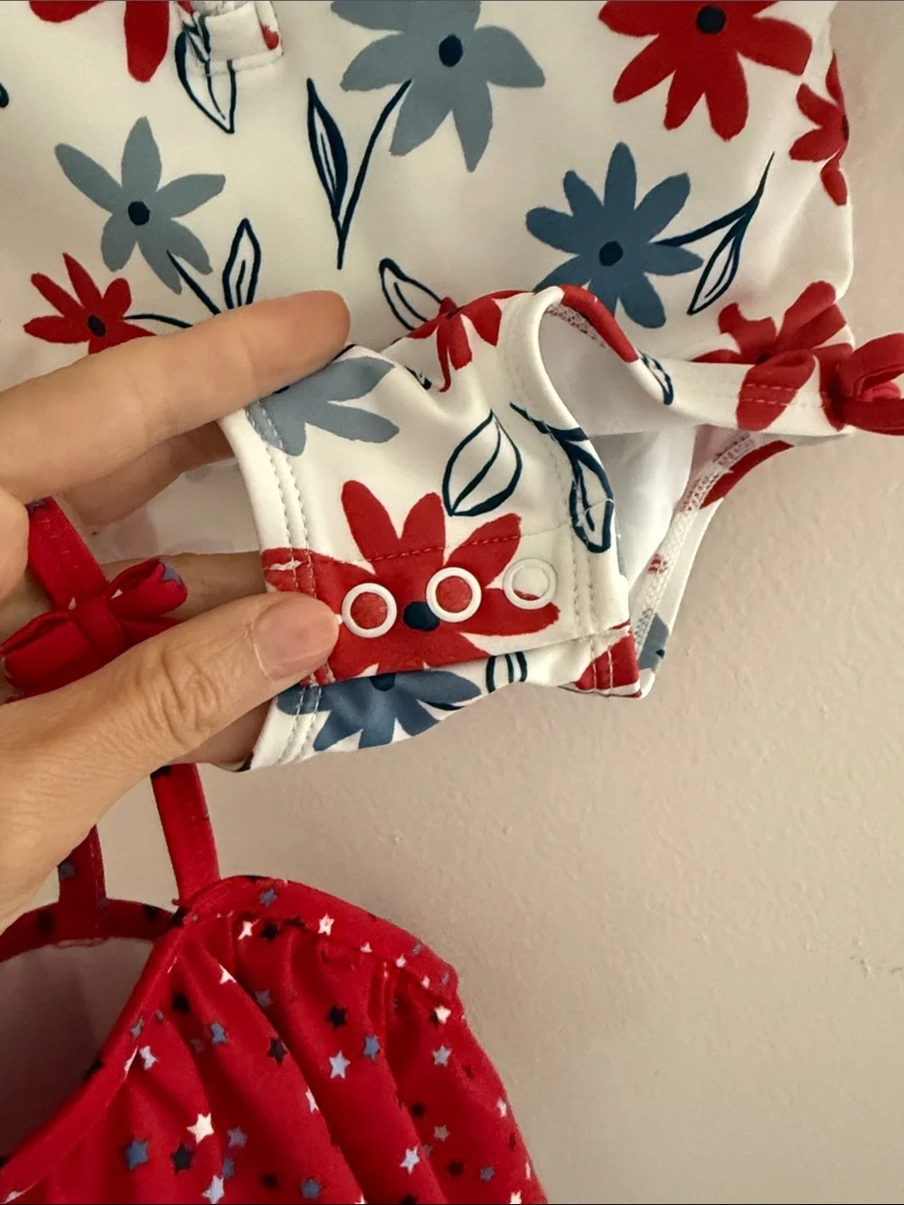 Carters 4th of July Baby Long Sleeve Floral Rashguard Swimsuit - Flower Print